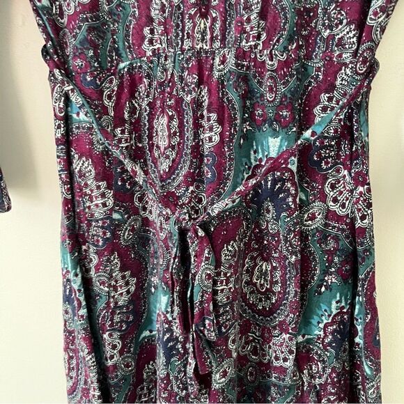 Lucky Brand Purple Blue Paisley Print Scoop Neck Long Sleeve Dress - Picture 4 of 7